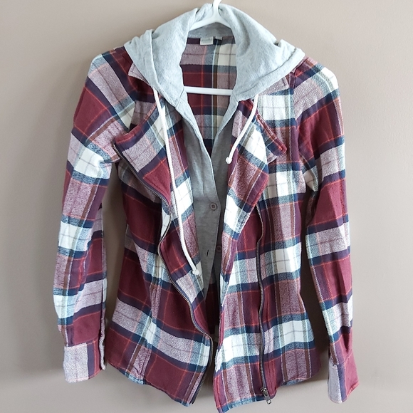 Plaid asymmetrical zip up - Picture 1 of 1